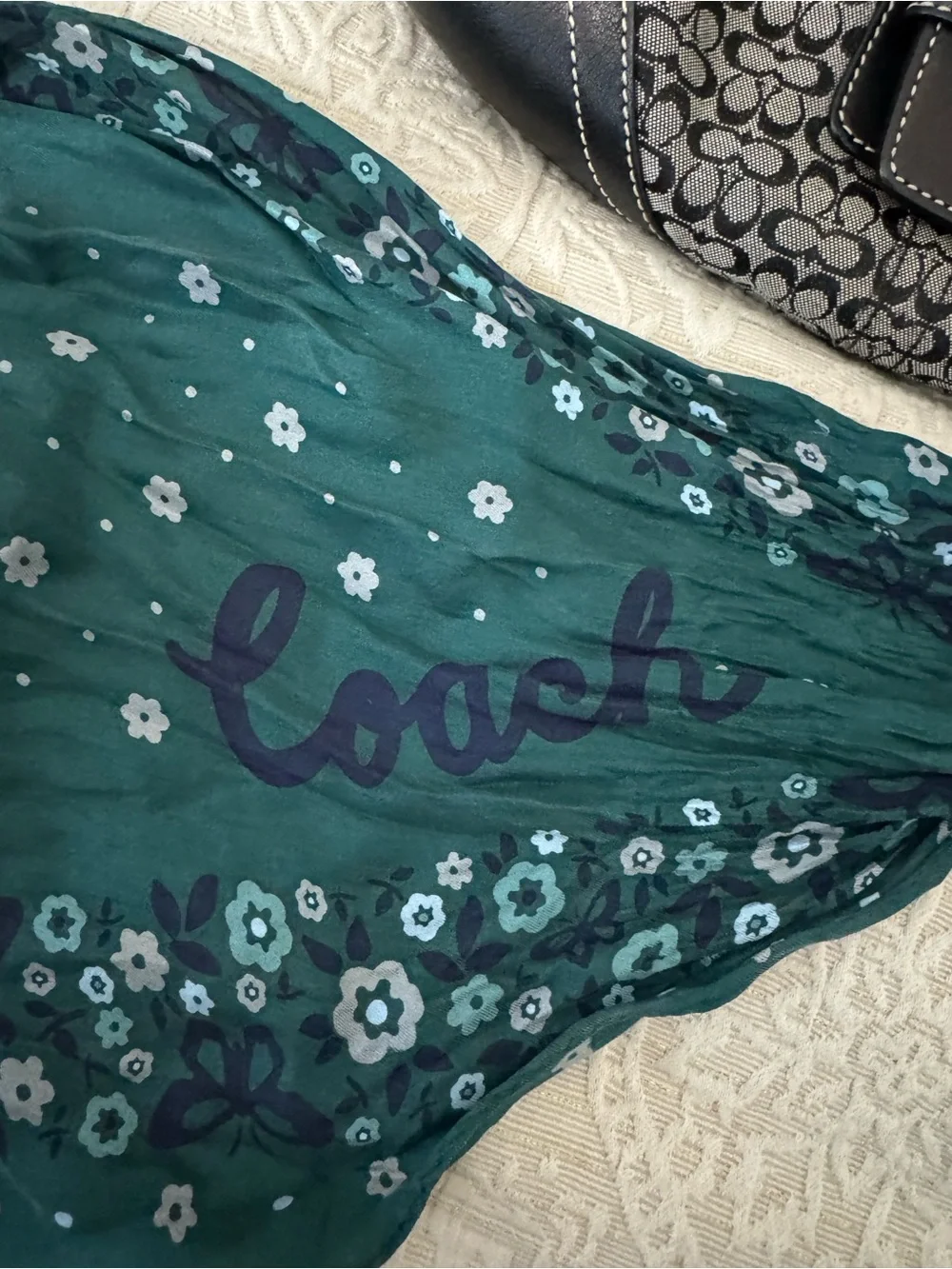 Coach Blue/Teal Floral Scarf